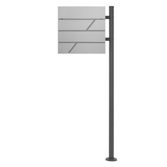ML Design Ecd Germany Buz&oacute;n Correos De Pie 37 X 11 X 37cm De Acero Dise&ntilde;o Moderno Gris Claro + Soporte Antracita 120cm De Altura Para Entrada, Con Compartimient