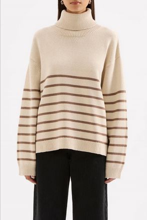 Nude Lucy Venus Turtleneck Sweater In Milk Stripe