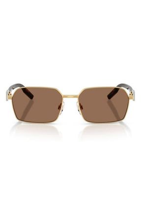 Dolce & Gabbana 56mm Rectangular Sunglasses in Gold at Nordstrom