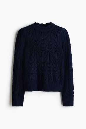 H&M Pointelle-knit Jumper in Navy Blue at Nordstrom, Size Xx-Large