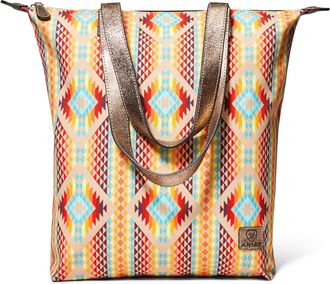 Ariat Womens Tall Tote Diamond Stripe Bag in Orange, Size OS, by Ariat