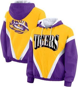 WEAR by Erin Andrews Womens WEAR by Erin Andrews Gold/Purple LSU Tigers Colorblock Full-Zip Hoodie Windbreaker Jacket at Nordstrom, Size Xx-Large