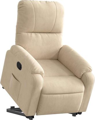 vidaXL Vidaxl - Poltrona Alzapersona Reclinabile Crema In Tessuto Microfibra