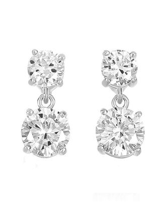 Genevive Silver Cz Drop Earrings