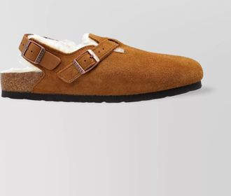 Birkenstock round toe shearling suede slippers