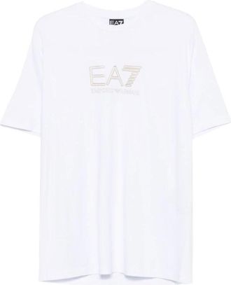 Emporio Armani Regular fit T-shirt Premium Label van viscose met logo - Heren - Tops - Wit - Maat: 3XL Viscose