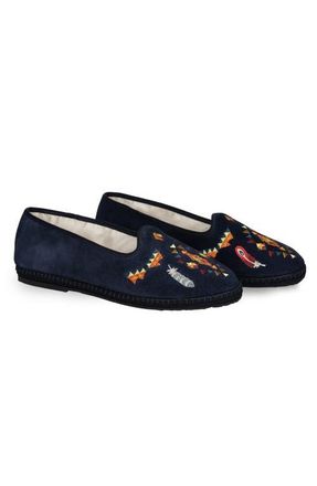 Fortela Frutate Friulane Suede Leather Embroidery in Navy Blue at Nordstrom, Size 39