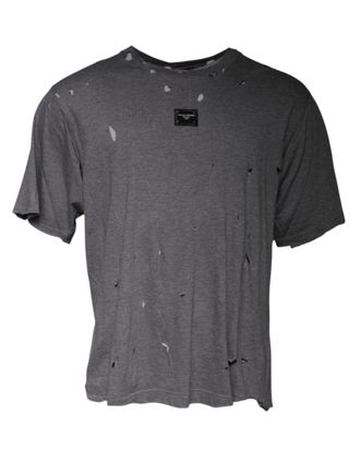 Dolce & Gabbana Mens Gray Logo Crew Neck Short Sleeves T-Shirt Cotton