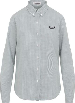 Miu Miu Shirts, female, Green, Size: M Emerald Green Cotton Shirt