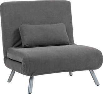 OEM Sof&aacute; Cama De 1 Plaza Plegable Tapizado En Tela Gris Jaspeado Con Respaldo Ajustable De 5 Niveles 80x75x83 Cm