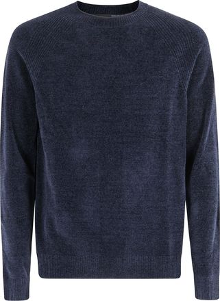Roberto Ricci Design Blue Raglan Velvet Chenille Pullover Sweater