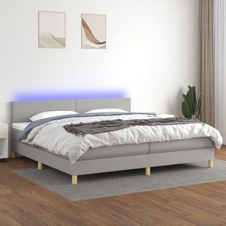 vidaXL Vidaxl - Cama Box Spring Con Colch&oacute;n Tela Y Led Gris Claro 200x200 Cm