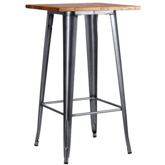 Regalos Miguel Mesas Bar - Mesa Torix Alta Madera Natural 60 Cm - Gris Metalizado