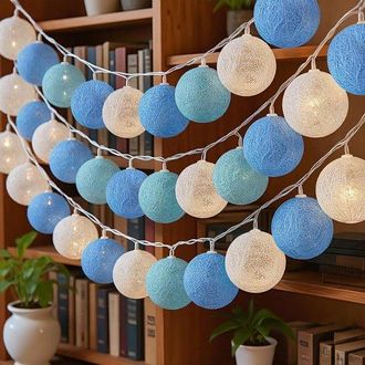 OEM Luces De Bolas De Algod&oacute;n, 3 M, 20 Luces Led, 3,5 Cm, Decoraci&oacute;n De Bodas Y Navidad, Inal&aacute;mbricas Y Seguras