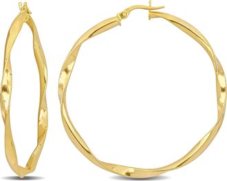 Mimi & Max 47mm Twisted Hoop Earrings in 10k Yellow Gold