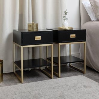 Melody Maison Pair Of One Drawer Bedside Tables - Elle Black Range