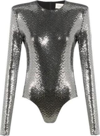 Alexandre Vauthier Silver Sequin Bodysuit Size S