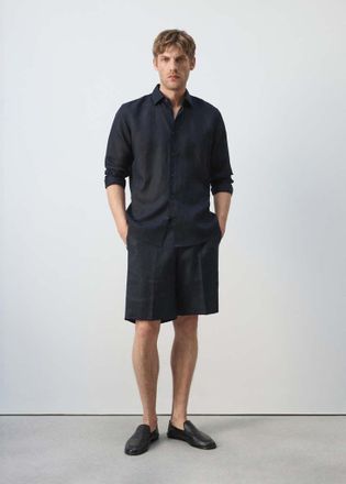 Mango Bermuda 100% lino navy - Uomo - 44 - MANGO MAN