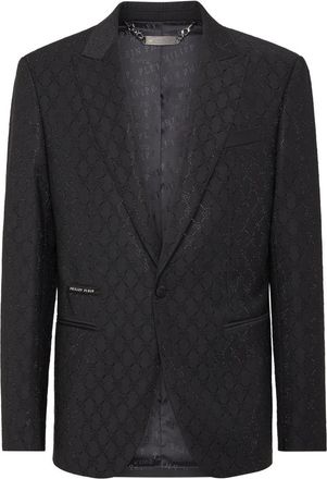 Philipp Plein Blazer Monogram - Heren - Blazers - Zwart - 6XL - Wol - Jassen