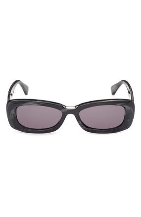 Max Mara 53mm Rectangular Sunglasses in Black Ruthenium /Smoke at Nordstrom
