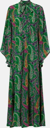 Etro Paisley tie-neck silk maxi dress