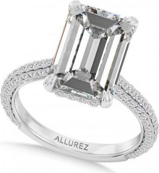 Allurez Emerald Lab Diamond Engagement Ring 14K White Gold (4.90ct)
