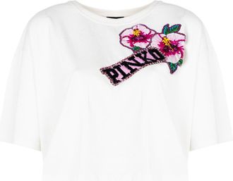 Pinko Pinko T-Shirt Titolato Vrouw Wit