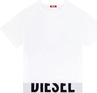 Diesel Tops, Dames, Wit, M, Katoen, Uftee Sport Cropped T-Shirt