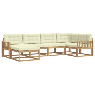 vidaXL Conjunto De Sof&aacute;s De Exterior 5 Pcs Blanco Y Crema Poli&eacute;ster Vidaxl