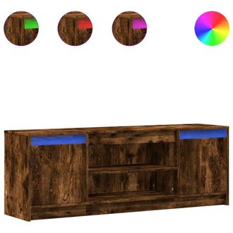 Berkfield Home TV Cabinet with LED Smoked Oak 139.5x34x50 cm Engineered Wood in Brown