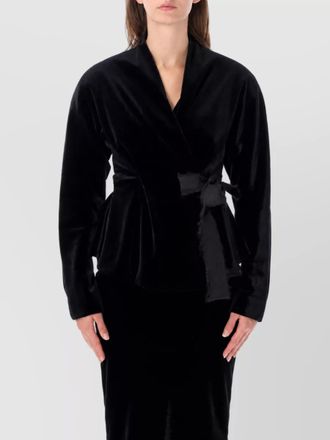 Alberta Ferretti velvet wrap peplum jacket