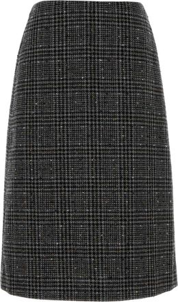Fendi Womens Embroidered Tweed Skirt - Black Wool - Size EU 38 (Womens)