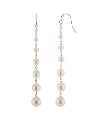 Splendid Pearls Rhodium Plated 3-9Mm Pearl Earrings