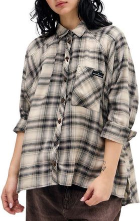 BDG Brendan Check Oversize Button-Up Shirt in Green Check at Nordstrom, Size X-Small