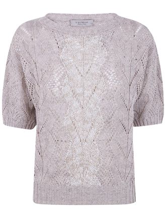 D.exterior D. EXTERIOR Braids Linen Crystals Round Neck Sweater
