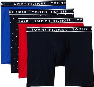 Tommy Hilfiger Cotton Stretch 4-Pack Boxer Brief Mens Underwear Midnight Blue : SM, Cotton/Elastane