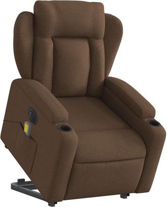 vidaXL Vidaxl - Sill&oacute;n De Masaje El&eacute;ctrico Reclinable Elevable Tela Marr&oacute;n
