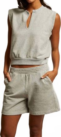 perfectwhitetee Sloane French Terry Rolled Sleeve Tank Top In Heather Grey