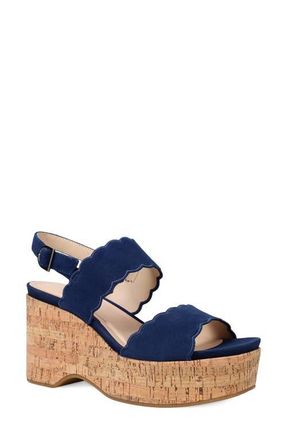 Pelle Moda Cicel Slingback Platform Wedge Sandal in Midnight at Nordstrom, Size 7.5