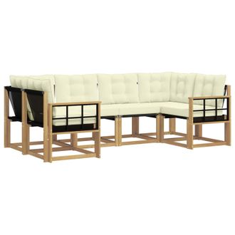 vidaXL Conjunto De Sof&aacute;s De Exterior Con Coj&iacute;n 6 Pcs Blanco Y Crema Vidaxl