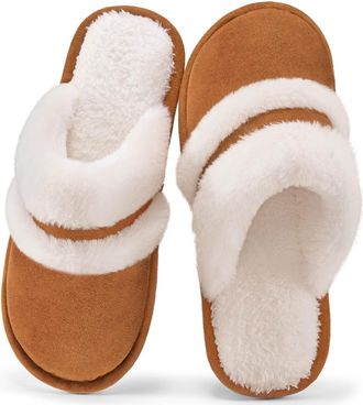 Generic Winter Slippers Womens Warm Slippers Womens Plush Lined Felt Slippers Slip-On Slippers with Soft Sole Comfortable Flat Cotton Shoes Cuddly Slippers In
