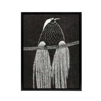 Artery8 Stylised Bird of Paradise De Mesquita Framed Canvas Wall Art Print in White | Size: W24 x H32