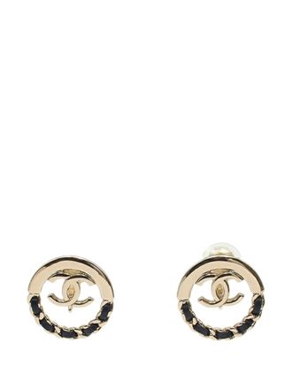Chanel 2022 Gold Plated Leather Woven CC Round Clip on Earrings costume earrings - women - Calf Leather/Gold Plated/Leather - One Size
