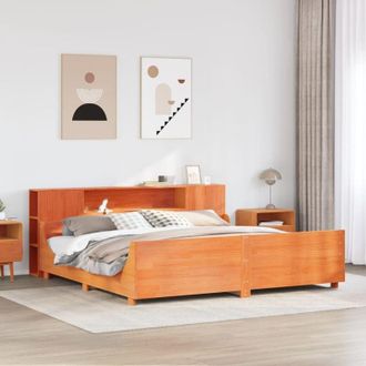 vidaXL Vidaxl - Cama Sin Colch&oacute;n Madera Maciza De Pino Marr&oacute;n Cera 180x200 Cm