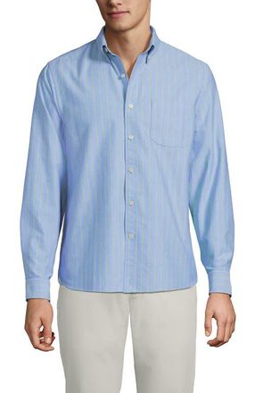 Lands End Traditional Fit Comfort-First Sail Rigger Oxford Shirt in Clear Blue/green Stripe at Nordstrom, Size Xx-Large