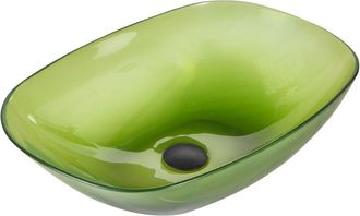 Beliani Beliani - Lavabo Sobre Encimera De Ba&ntilde;o Solid Surface Semi Transparente 54 X 36 Cm Verde Moengo