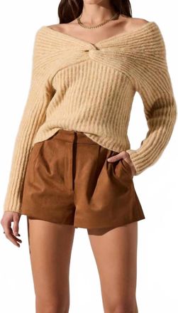 Astr Franisbel Twist Front Sweater In Butter Yellow