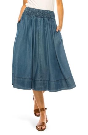 A Collective Story Smock Waist Midi Skirt in Medium Indigo at Nordstrom, Size X-Large