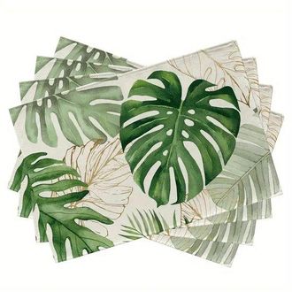 OEM Manteles Individuales Con Estampado Floral - Lino - Varios Colores - Manteles Individuales Grandes - 45x30cm - Juego De 4