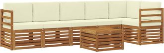 vidaXL Conjunto De Sof&aacute;s De Exterior 7 Uds. Natural Y Crema Poli&eacute;ster Vidaxl